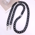 Modieuze zwarte acryl kettingriem voor handtassen met zilveren roterende karabijnsloten - K874 Glanzend Zwarte Acryl 2-in-1 Crossbodyketting
