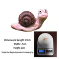 Pink miniature snail resin ornament with brown spiral shell, 3.9cm length craft figurine - Brown Snail