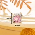 Zilveren slangenoorknopje met roze gefacetteerde kristal en afmeting van 8,5 mm - Zilveren Slang Roze Zirconia (A270-2# Roze) / Enkel Stuk