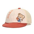 Cute beige baby baseball cap with cartoon bear embroidery and orange short brim detail - 48-50cm / Orange Red