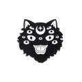 Gothic black metal ghost cat enamel pin with multiple eyes and crescent moon design - Multi-Eyed Cat Head Style (XZ5985)