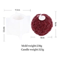 3D rose sphere silicone mold for scented candles with size and weight detail specifications - 3D Rose Ball Mold - Medium