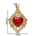 Colgante corazón alado rojo en cobre bañado en oro 18K con circonitas para joyería DIY - Colgante de Corazón de Zirconia Hueco (15*20.5mm)