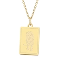 18k gold plated stainless steel square Leo zodiac pendant necklace with lion engraving - Leo