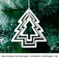 Silver glitter Christmas tree hanging ornament with white cutout design for holiday decor - Silver Christmas Tree