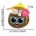 Embroidered cartoon coconut patch with sunglasses and umbrella on white background - Cartoon Coconut