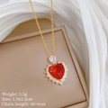 Macro de pendentif cœur doré avec cristal rouge et dimensions : 1.9x2.3cm et poids de 5.3g - Cœur Rouge (G306)