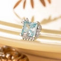 Silver square light blue zircon stud earring with screw back on a neutral background - Light Sea Blue (1 Pc)