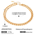 Double layered 18k gold plated beaded heart necklace in waterproof stainless steel - Double Layer Beads (JDN2407031)