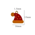 Red enamel Christmas hat pendant in stainless steel with 13mm by 16mm dimensions - Christmas Hat-Orange Brim