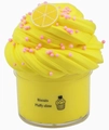 Yellow lemon themed puffy slime in clear jar with colorful fruit slices for DIY fun - Yellow Lemon 50ml