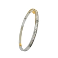 Bracciale in acciaio al titanio argento con zirconi quadrati in vista laterale a 45 gradi - Argento