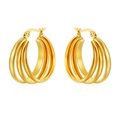 Pendientes de aro de triple capa en acero inoxidable dorado 18K estilo vintage francés - Aro de Triple Capa Dorado (MS-569)