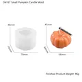 Dettaglio stampo in silicone a zucca con dimensioni e candela fatta a mano finita - D4167-Stampo per Candela a Zucca Piccola