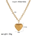 Detailed size chart for 18k gold plated stainless steel heart necklace and chain set - Thick Chain Heart Pendant Necklace (TN3625)