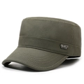 Army green cotton cadet cap with metallic plate featuring sports style embroidery - Adjustable / Army Green