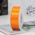 Roll of glossy orange satin ribbon on spool for gift wrapping and DIY crafts - One Roll 91 Meters Long / Orange (151#)