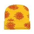 Gelbe Strickmütze mit Sonnenblumenmuster und Umschlag für den Winter Streetwear - Gelbes Sonnenblumenmuster