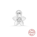 S925 sterling silver flower cartilage piercing stud with sparkling zircon center - Style 4 (Single) - Flower