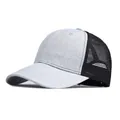 Gray and black mesh trucker hat with breathable snapback design for sun protection - Adjustable / Light Grey/Black Mesh