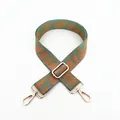 Tracolla larga regolabile in jacquard etnico con fibbie in metallo dorato lucido - Stile Mimetico Leopardato Verde Militare Marrone (A12) / Chiusura in Argento