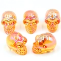 Iridescent orange-pink crystal skull figurines for creative Halloween desk decoration - No.9 (Phantom Orange Pink Iridescent)