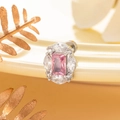 Orecchino a perno in acciaio al titanio argento con zircone rosa quadrato e pietre chiare - Orecchino per Cartilagine a Vite (A241-2#) / Rosa (Pezzo singolo)