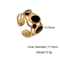 Detailed view of wave-shaped 18k gold plated ring with size and weight annotations - Adjustable Open / Black