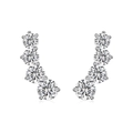 Elegant S925 sterling silver stud earrings with four graduated round white zircons - Row Zirconia Silver