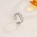 Silver curb link chain adjustable ring in polished stainless steel for women - Chain Link / Steel