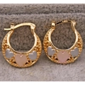 Fashionable gold-tone openwork heart hoop earrings with pink and silver accents - Tricolor 3D Heart Hollow