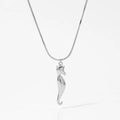 Collana con ciondolo a forma di cavalluccio marino argento lucido con occhio di strass - Collana Argento (D1475) / Argento