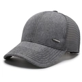 Casquette de baseball gris foncé en maille respirante avec logo métallique latéral - Réglable / Gris