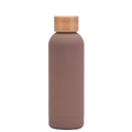 Minimalist matte brown 304 stainless steel vacuum flask with natural bamboo lid - Matte Light Coffee