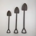 Three-piece set of dark brown plastic mini garden shovels with D-shaped handle grips - 19cm x 3.5cm / Brown (3pcs Set)