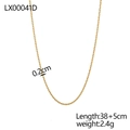 Macro shot of 38+5cm gold chain necklace detail with dimensions and weight data - Gold Fine Chain Necklace (LX00041D)