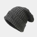 Gorro de punto gris oscuro estilo slouchy sobredimensionado textura lana para invierno - Liso / Gris oscuro