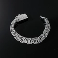 Hip-Hop-Armband in Silber mit funkelnden Strasssteinen und quadratischem Box-Verschluss - Armband-8Zoll / Silber