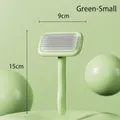 Small green pet slicker brush with ergonomic long handle and stainless steel bristles - Green / Small