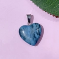 Pendentif coeur en pierre naturelle avec marbrure bleue et fermoir en métal argenté - 28-Agate Crazy Lace Bleue