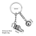 Silver metal football keychain set featuring 3D cleat and ball charms weighing 26g - 3D Football Shoe Style (X-389)