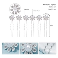 Detalles de 6 horquillas para el pelo con flores de strass, perlas y diseño en U ondulado - Plateado (HS-J6508S)