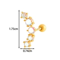 Golden heart butterfly ear cartilage stud with five rainbow opal stones and dimensions - Gold Aurora Curved Row (AMY5-5#Gold)