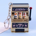 Miniature gold slot machine keychain with functional lever and fruit patterns - Gold 777 Sticker D-ring / Minimum Order Of 5 Pieces