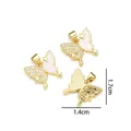Gold-plated butterfly pendant set with white opal inlay and micro-paved zircons - Star Butterfly - Colorful Pink Opal