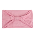 Pink knitted headband with a center twist bow design in soft cotton blend fabric - Solid Pink