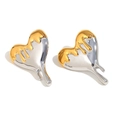 Herz-Ohrstecker in Gold-Silber-Optik mit flüssigem Lava-Design aus Edelstahl - Cremige Geschmolzene Herz-Ohrstecker - Zweifarbig