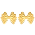 Orecchini a fiocco dorati in acciaio inossidabile per donna, scatto di moda elegante - Triplo Fiocco (N-1078) / Oro 18k