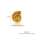 Exaggerated golden conch shell adjustable open ring in 18K gold plated stainless steel - Gold 27mm Twill Conch Ring