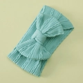 Ice blue baby nylon headband with large bow and ribbed texture for newborns - Sky Blue
